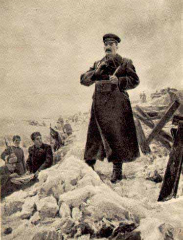 И.В.Сталин на фронте под Москвой в 1941 г. С картины художника К.Финогенова